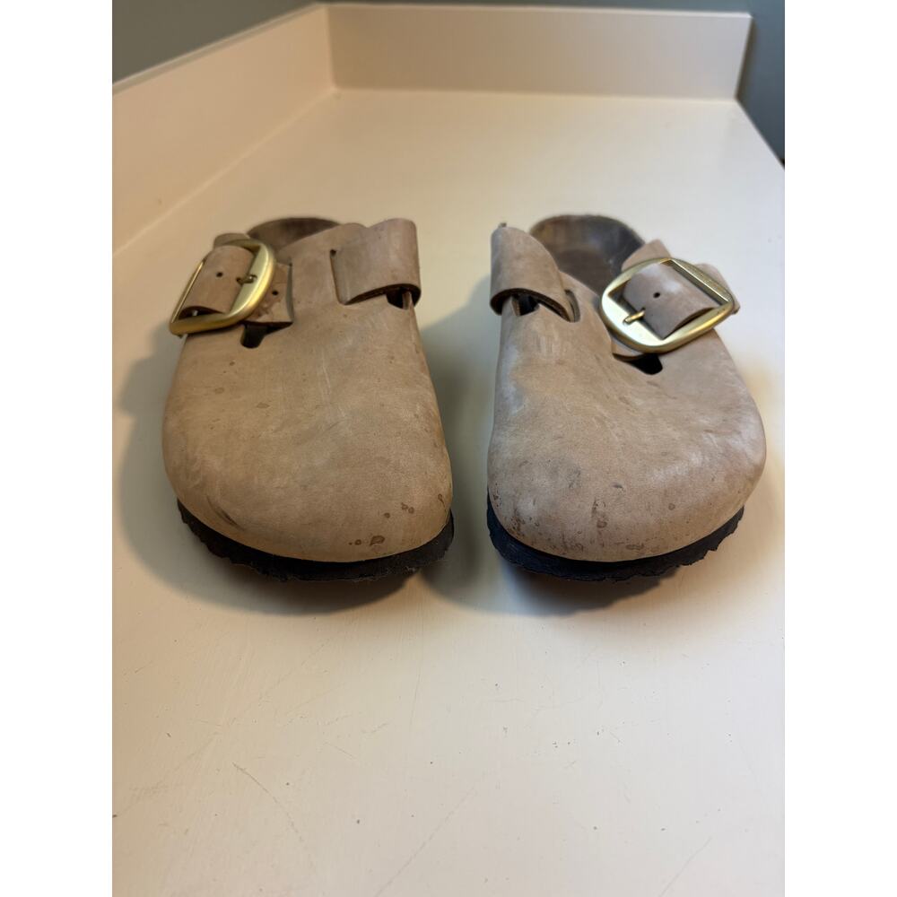 Birkenstock Boston Big Buckle Clogs Nubuck Leather Sandcastle W 10 - Picture 3 of 9
